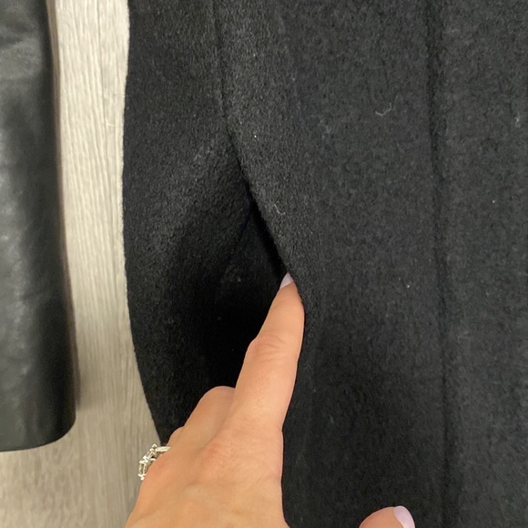 Club Monaco black leather and wool coat - Picture 5 of 5